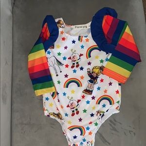 Rainbow Bright Ruffle Sleeved Bodysuit